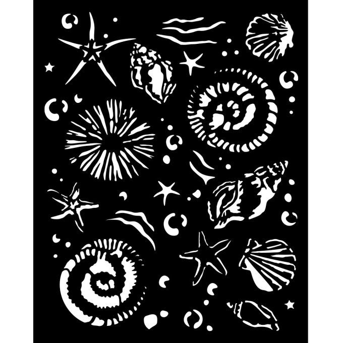 Pochoir semi-rigide, Silent sea, Stamperia - 20x25cm,  épaisseur 0.25mm