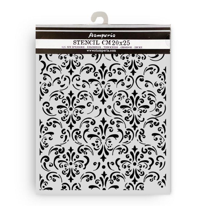 Pochoir semi-rigide, Gardens of time, Stamperia - 20x25cm,  épaisseur 0.25mm