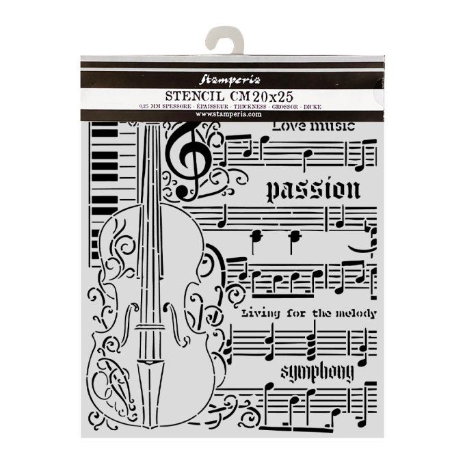 Pochoir semi-rigide, Symphony, Stamperia - 20x25cm,  épaisseur 0.25mm
