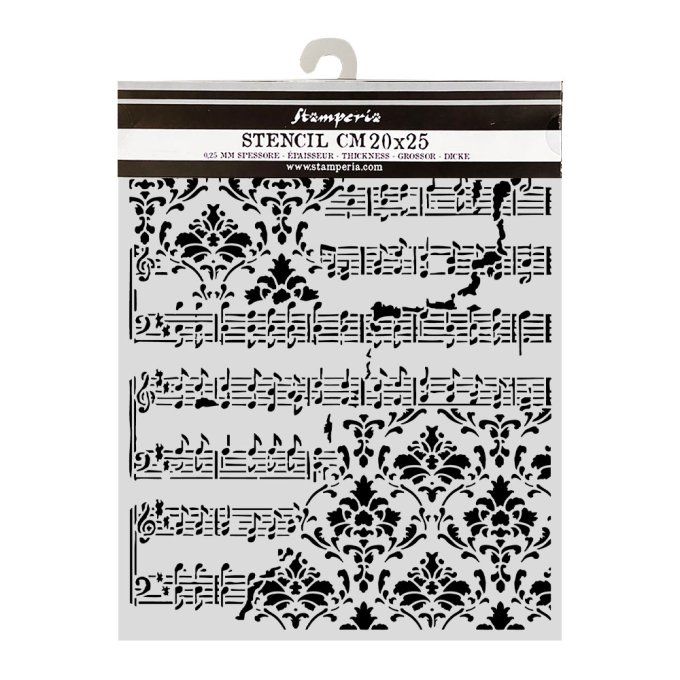 Pochoir semi-rigide, Symphony, Stamperia - 20x25cm,  épaisseur 0.25mm