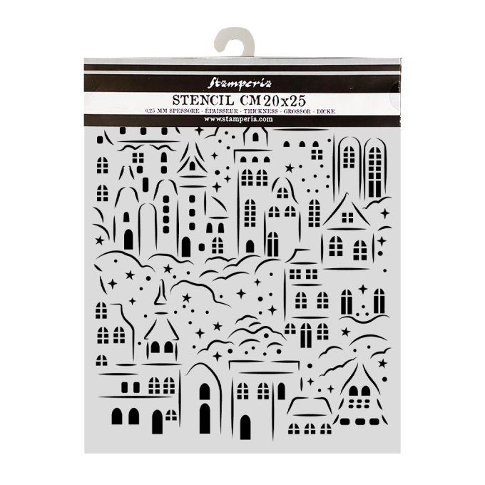 Pochoir semi-rigide, Christmas, Stamperia - 20x25cm,  épaisseur 0.25mm 