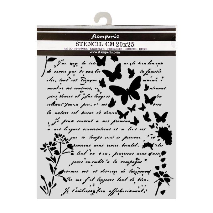 Pochoir semi-rigide, Flowers and Poems, Stamperia - 20x25cm,  épaisseur 0.25mm 
