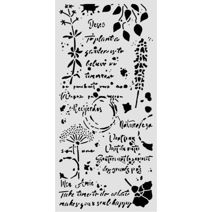 Pochoir, semi rigide, Flowers end Poems, Stamperia - 12x25cm