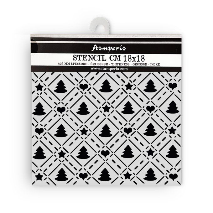 Pochoir semi-rigide, Stamperia - 18x18cm environ - Candy christmas