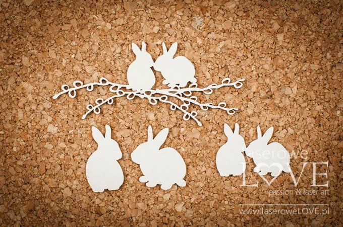 Chipboard, Lapins - dimension de la planche : 9.3x9.3mm environ