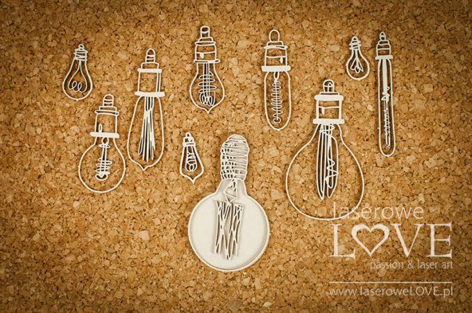  Chipboards - Ampoules - Dimension de la planche : 12.5x12.5cm environ
