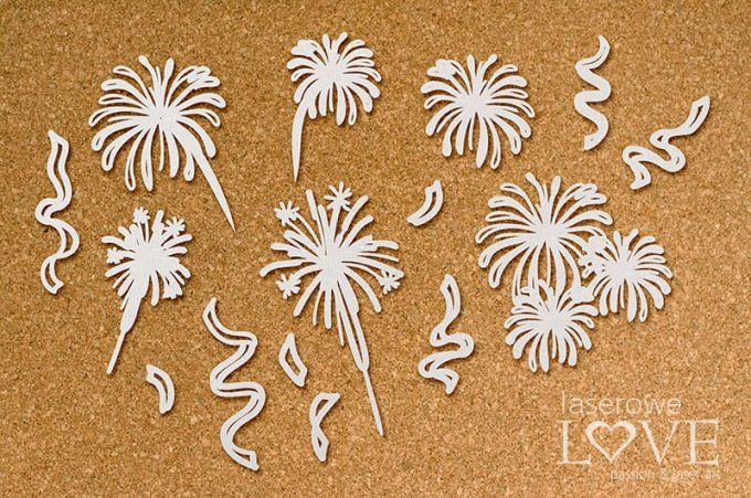 14 Chipboards  - Feu d'artifices - dim. de la planche : 12.3x19.3cm environ