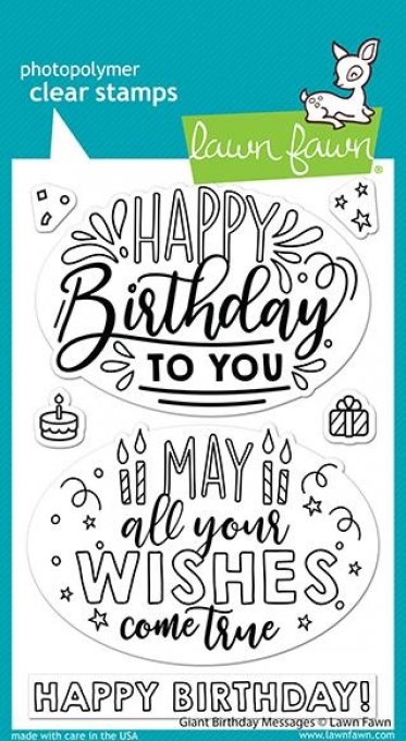 Tampons clears, Lawn Fawn - Giant birthday messages - dimension : 10x14.5cm