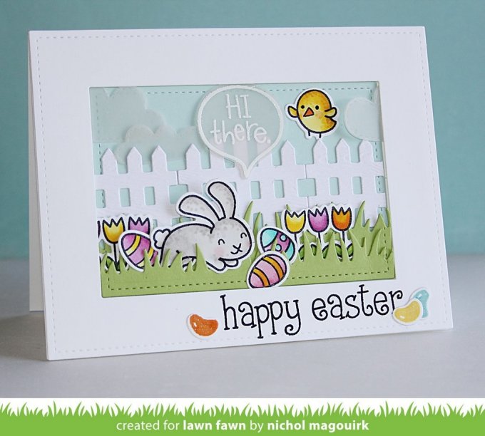 11 mini Tampons Lawn Fawn, Happy easter, dimension de la planche : 7.5x10cm