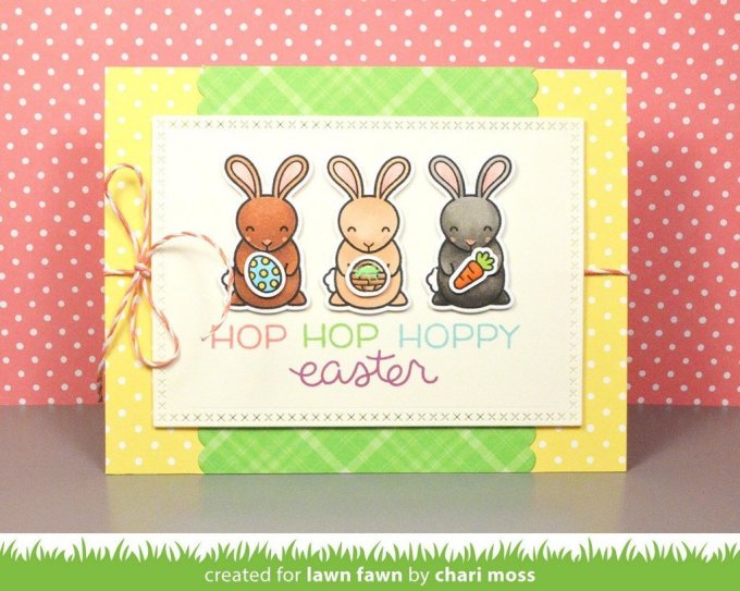 7 mini Tampons Lawn Fawn, Hoppy easter, dimension de la planche : 7.5x.5cm