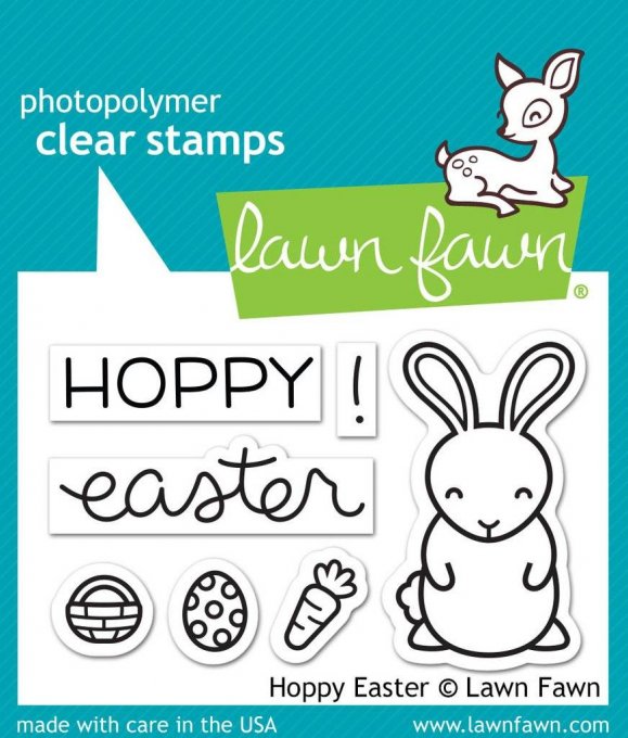 7 mini Tampons Lawn Fawn, Hoppy easter, dimension de la planche : 7.5x.5cm