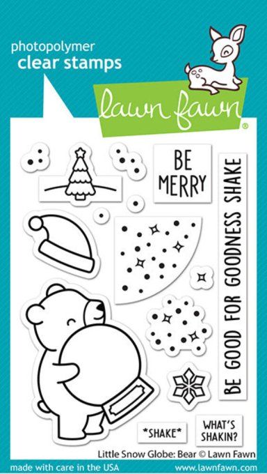 10 Tampons - Lawn Fawn, Little snow globe : bear, dim. de la planche : 7x10cm environ