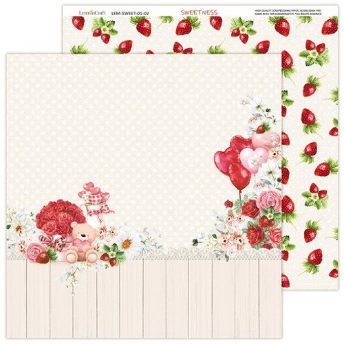 LemonCraft - Bloc de 6 feuilles, 30x30cm - Sweetness - Motif recto verso  - 250g