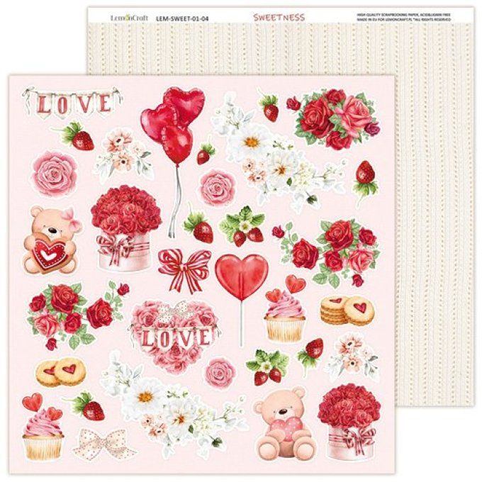 LemonCraft - Bloc de 6 feuilles, 30x30cm - Sweetness - Motif recto verso  - 250g