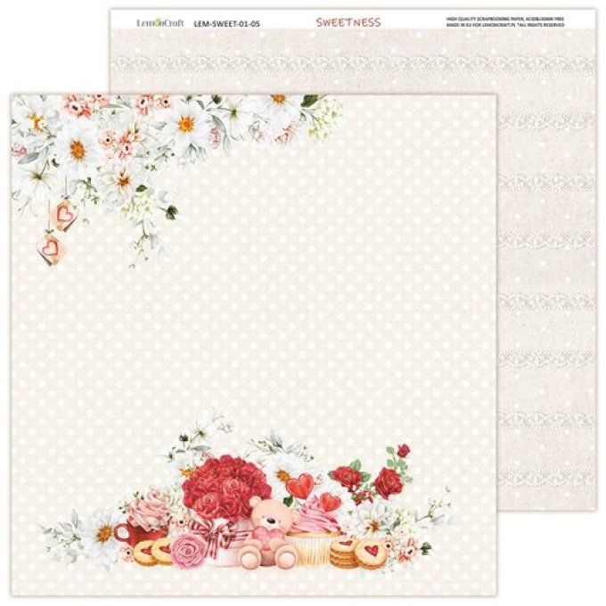 LemonCraft - Bloc de 6 feuilles, 30x30cm - Sweetness - Motif recto verso  - 250g