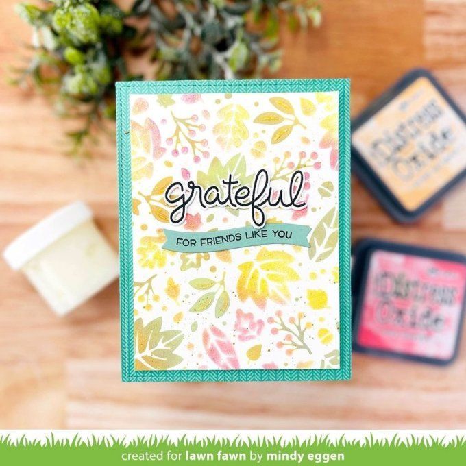 2 Pochoirs - Leaves - Lawn Fawn - 15.2x15.2cm environ 