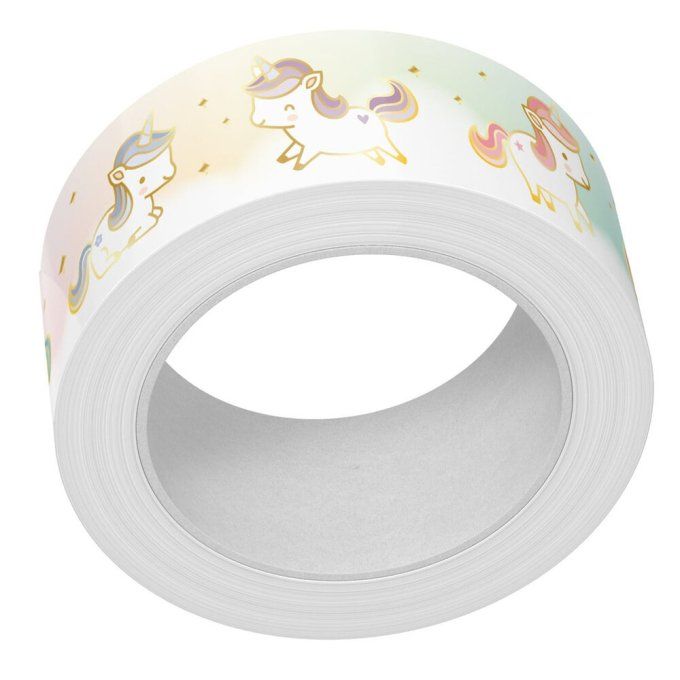 Whasi tape, Lawn Fawn, Unicorn party foiled, dimension 10mx15mm environ