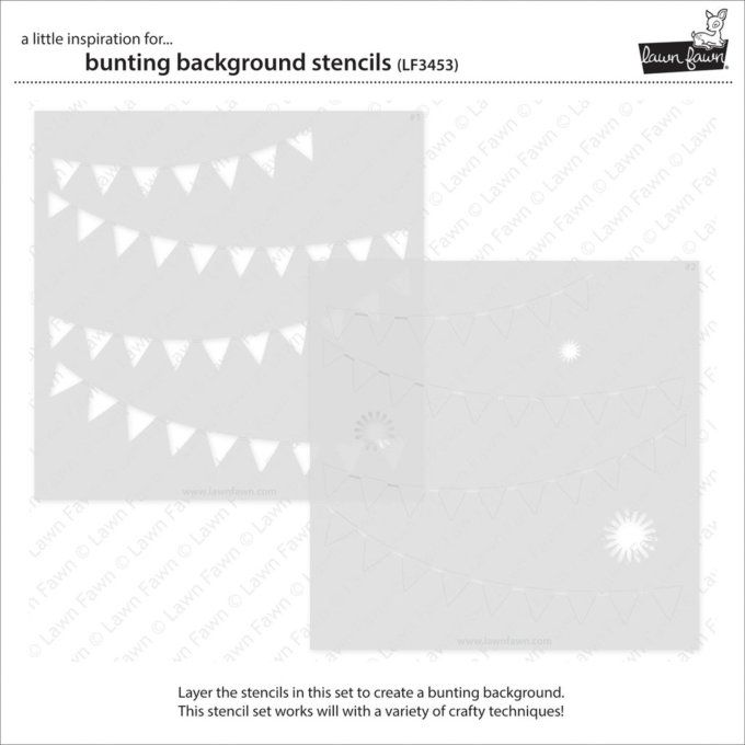 Pochoirs - Bunting background - Lawn Fawn - 15.2x15.2cm environ
