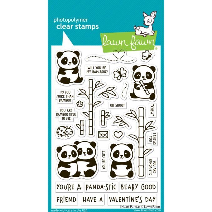 Environ 20 petits tampons, Lawn Fawn, Heart Pandas - dimension de la planche : 10x15cm environ 