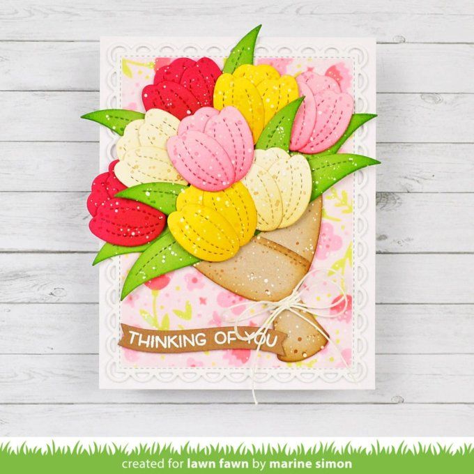 4 Dies - Lawn Fawn - Flower bouquet wrap
