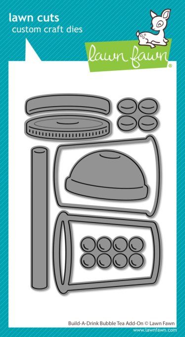 8 Dies/matrices de découpe, Lawn Fawn, Build a drink bubble tea add-on