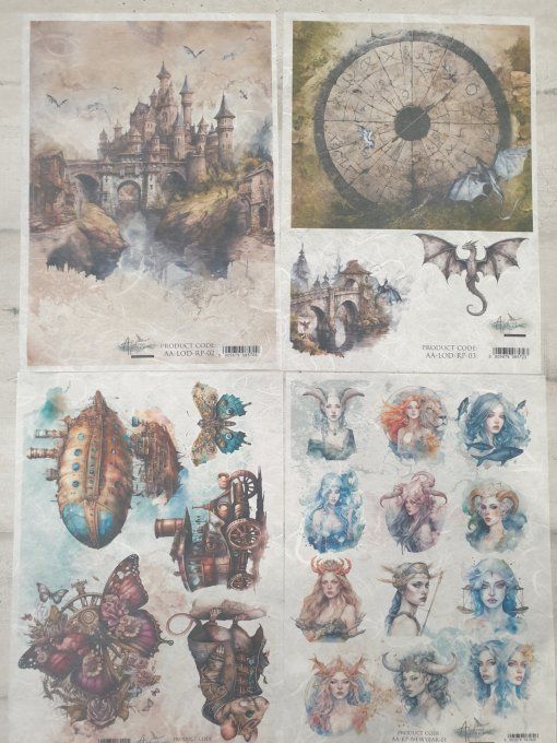 Lot N°10 - 4 feuilles de riz format A4 - Alchemy of Art