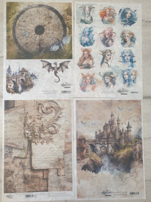 Lot N°12 - 4 feuilles de riz format A4 - Alchemy of Art