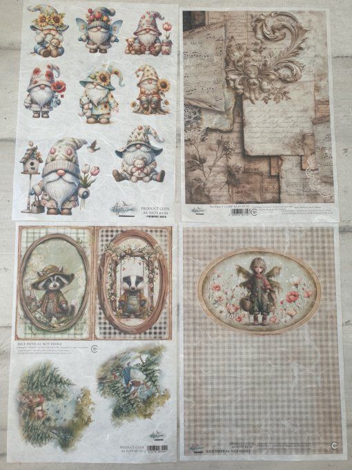 Lot N°14 - 4 feuilles de riz format A4 - Alchemy of Art