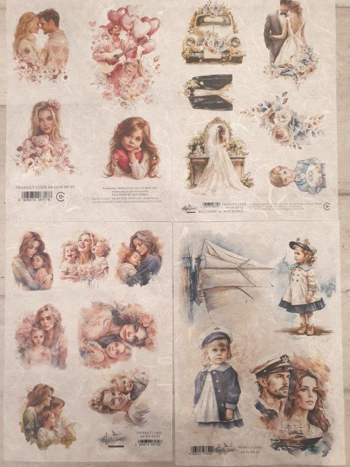 Lot N°2 - 4 feuilles de riz format A4 - Alchemy of Art