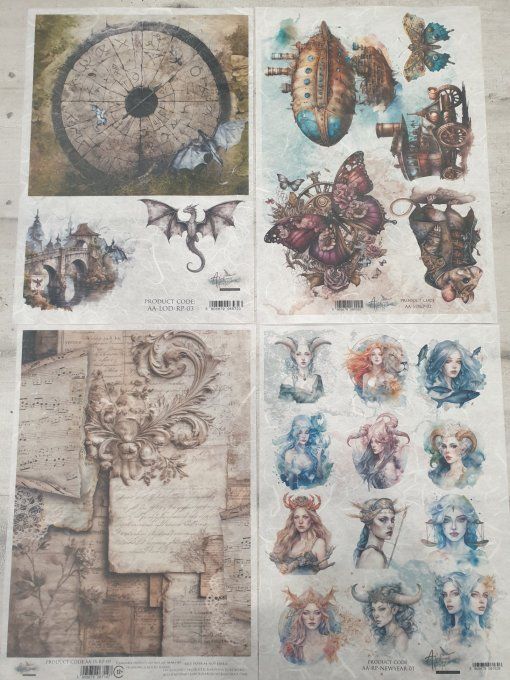 Lot N°4 - 4 feuilles de riz format A4 - Alchemy of Art