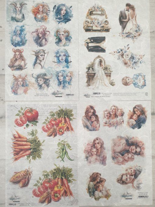Lot N°8 - 4 feuilles de riz format A4 - Alchemy of Art