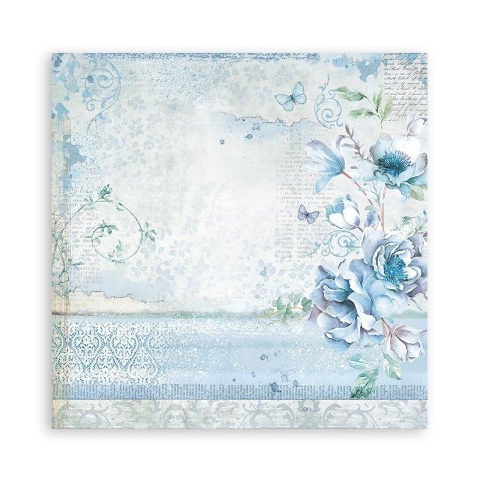 4 tissus polyester, collection : Blue and roseland - Stamperia - dimension : 30x30cm 