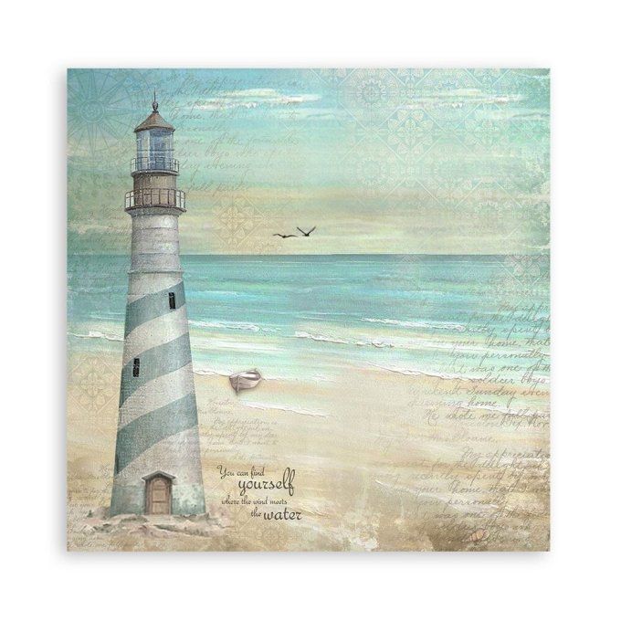 4 tissus polyester, collection : Sea land - Stamperia - dimension : 30x30cm 