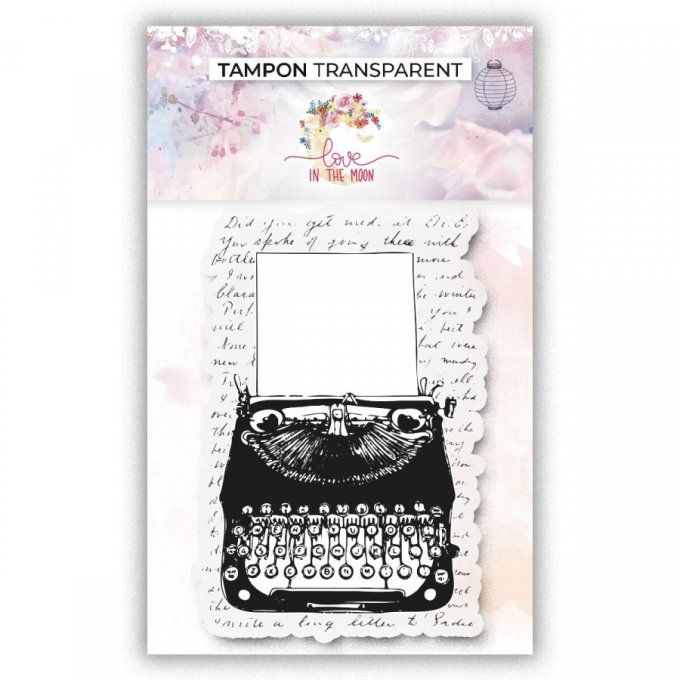 1 Tampon clear - Machine à écrire - Love in the moon - Dimension : 9x6cm environ