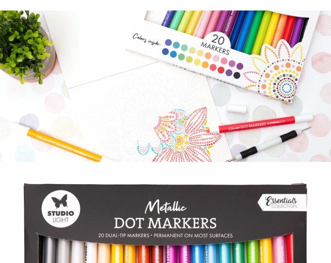 20 feutres, StudioLight - Metallic Dot markers 