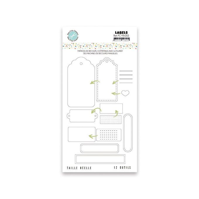 12 Dies/matrices de découpe, Labels - Mes p'tits ciseaux