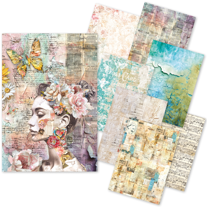 Ciao Bella- Craftmix,The sound of spring, Mixed, A5, 8 feuilles (4 papiers de soie/4 feuilles vellum