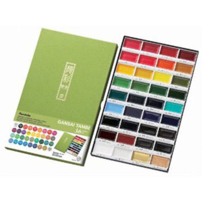 Aquarelle - 36 couleurs - Kuretake, Gansai Tambi