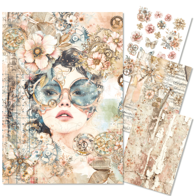 Ciao Bella- 4 feuilles de papier de riz , Format A4 - Lost in time