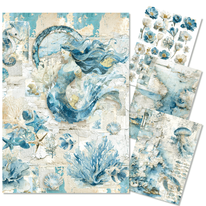 Ciao Bella- 4 feuilles de papier de riz , Format A4 - Edge of the Ocean