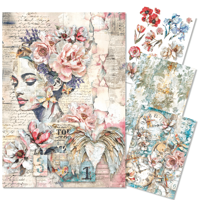 Ciao Bella- 4 feuilles de papier de riz , Format A4 - The sound of spring