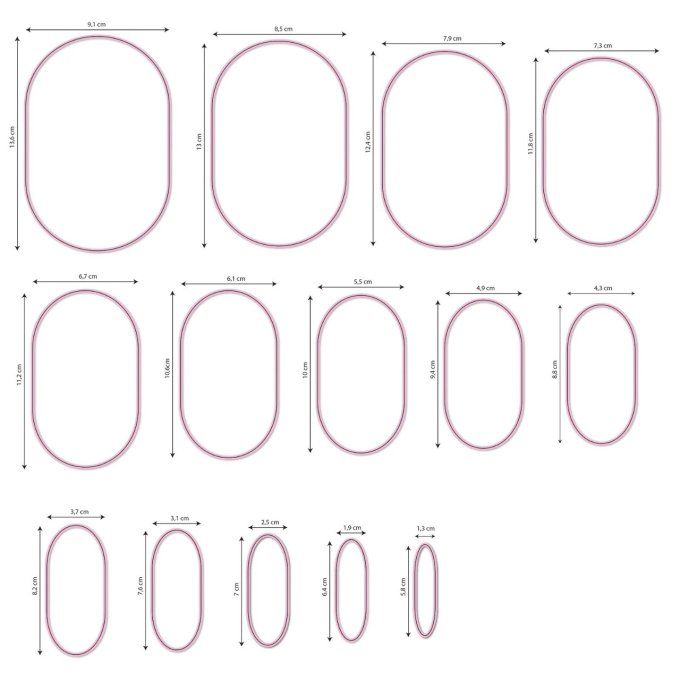 14 Dies/matrices de découpe, Nellie's, ovales