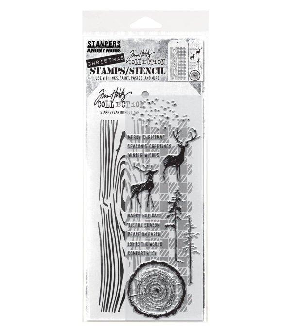 Stampers anonymous -  Tim Holtz - un pochoir + tampons - Mixed media #25