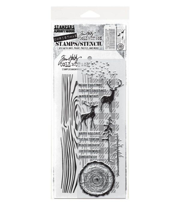 Stampers anonymous -  Tim Holtz - un pochoir + tampons - Mixed media #57
