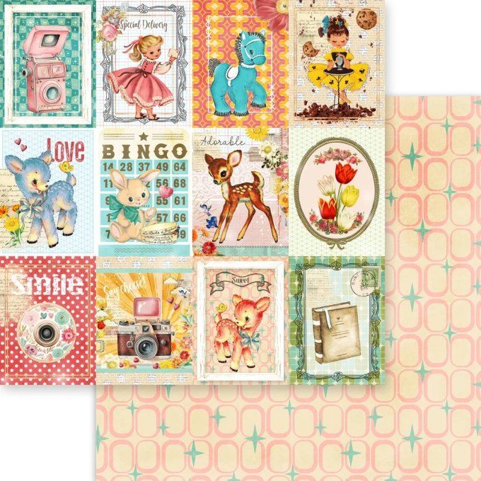 Ensemble de 18 feuilles, format 20x20cm, Memory-Place, My deer friend - motif recto verso
