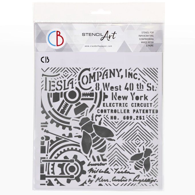 Pochoir, Ciao Bella - Tesla company - dimension 20x20cm environ