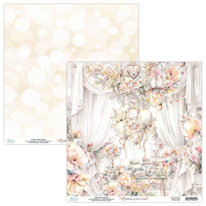 Ensemble de 12 feuilles, format : 30.5x30.5cm, Collection Always & Forever, motif recto verso, 250g