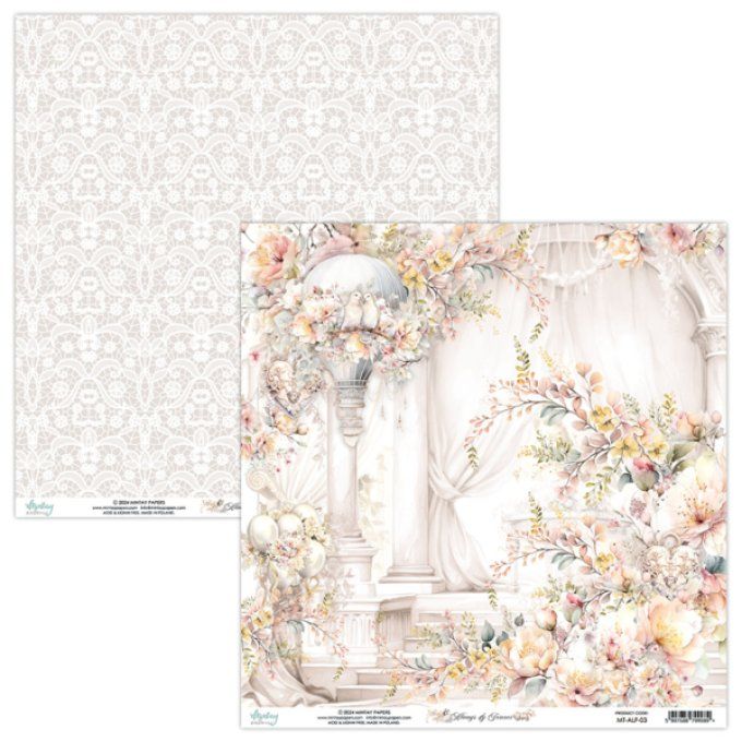 Ensemble de 12 feuilles, format : 30.5x30.5cm, Collection Always & Forever, motif recto verso, 250g