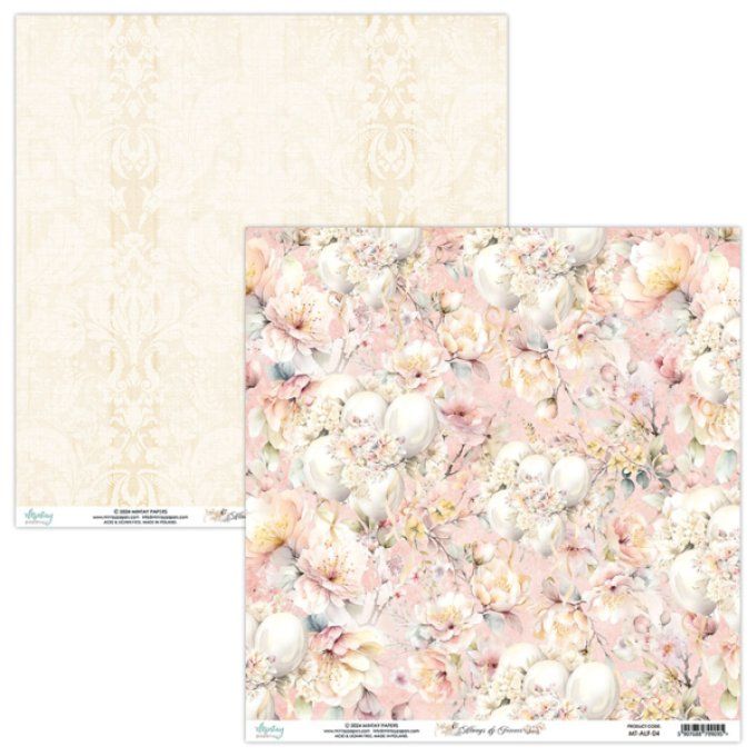 Ensemble de 12 feuilles, format : 30.5x30.5cm, Collection Always & Forever, motif recto verso, 250g