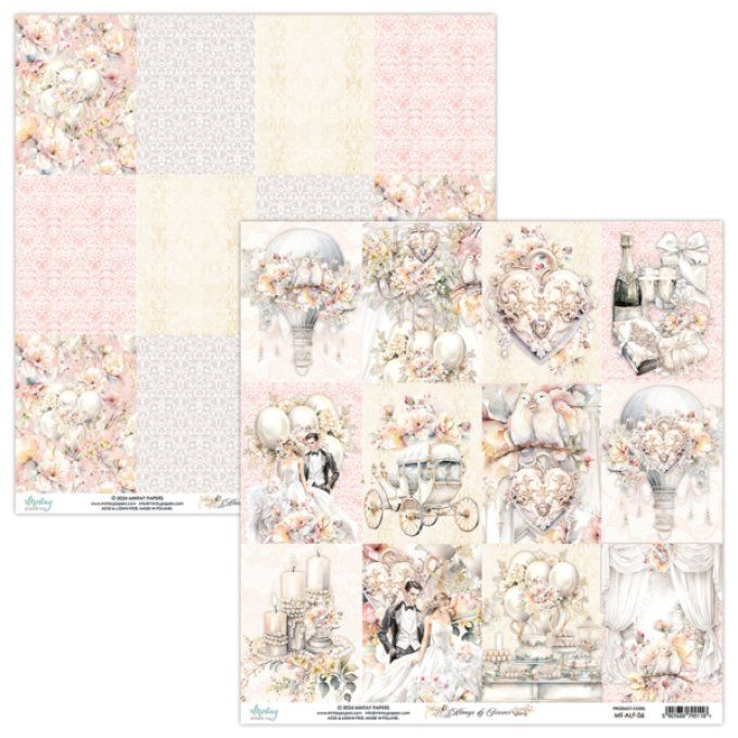 Ensemble de 12 feuilles, format : 30.5x30.5cm, Collection Always & Forever, motif recto verso, 250g